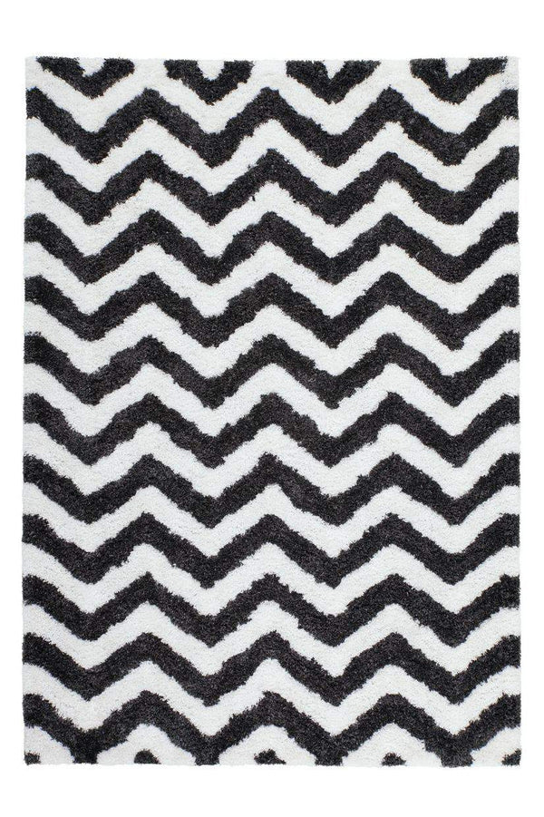 Grace 801 ivory-graphite Shaggy Zig Zag Rug - ADORE RUGS and FLOORING
