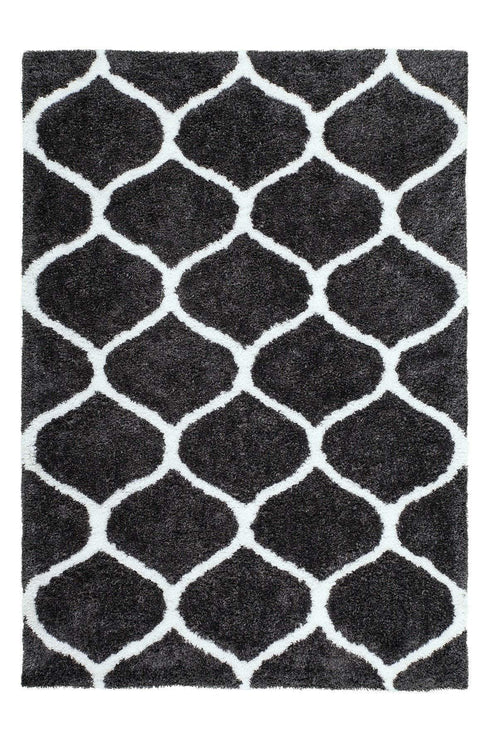 Grace 802 Charcoal Trellis Shaggy Rug - ADORE RUGS and FLOORING