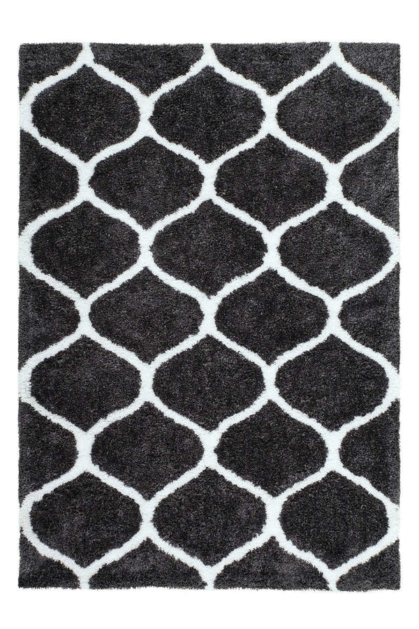 Grace 802 Charcoal Trellis Shaggy Rug - ADORE RUGS and FLOORING