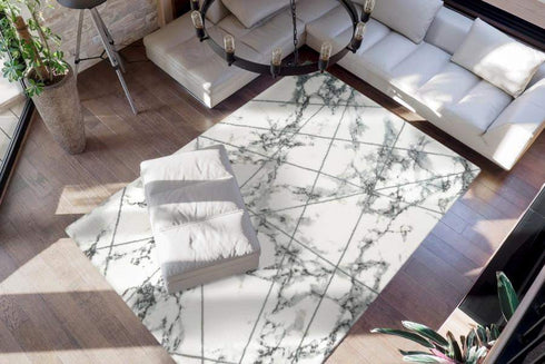 Marble 701 Silver Super Soft High Quality Fluffy Rug - ADORE RUGS and FLOORING