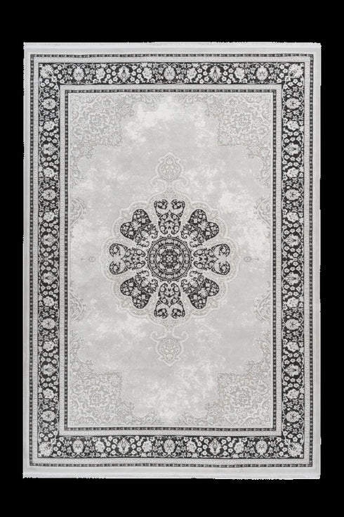 Pierre Cardin - Villette 702 Luxury Silver Rug with Floral Centre Medallion - ADORE RUGS and FLOORING