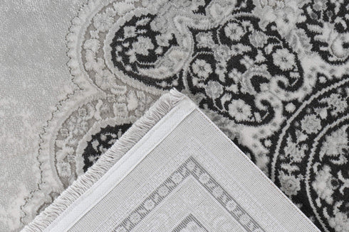 Pierre Cardin - Villette 702 Luxury Silver Rug with Floral Centre Medallion - ADORE RUGS and FLOORING
