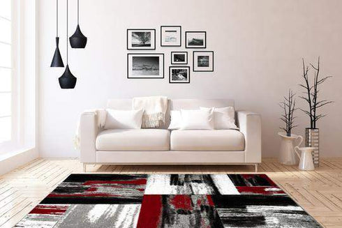 Swing 100 Modern Red and Black Rug with Checkered Design - ADORE RUGS and FLOORING