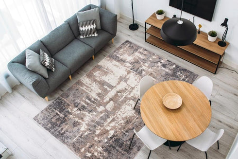Trendy 401 Beige Silver Contemporary Rug - ADORE RUGS and FLOORING