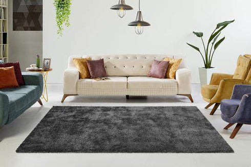 Velvet 500 Shaggy Plain Graphite Rug with Soft Touch - ADORE RUGS and FLOORING