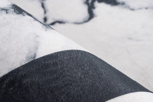 Peri 203 Silver White Machine Washable Marble Rug With Border 1 - ADORE RUGS and FLOORING