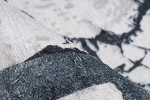 Peri 204 Silver Blue Machine Washable Marble Rug With Border - ADORE RUGS and FLOORING