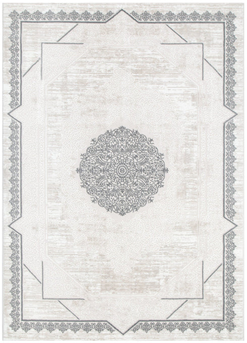 Amalfi Oriental Border Medallion Cream Grey Rug - AMAL07 - Adore Rugs & Flooring