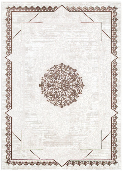 Amalfi Oriental Border Medallion Cream Brown Rug - AMAL08 - Adore Rugs & Flooring