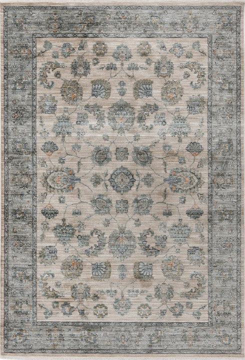 Antigua 702 Beige Vintage Inspired Floral Rug, full view