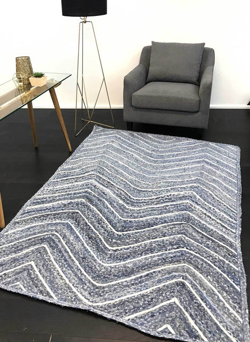Artisan Blue Chevron Jute Rug - Adore Rugs & Flooring