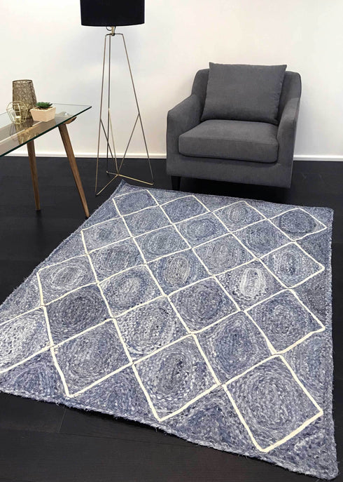 Artisan Blue Diamond Jute Rug - Adore Rugs & Flooring