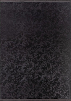 Damla 211 Graphite - Dark Grey Floral Washable Rug