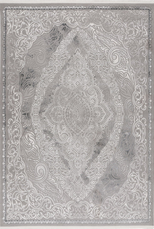 Elif 404 Silver - Transitional Grey Rug, full view