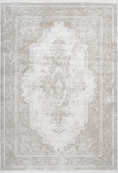 Pierre Cardin Elysee 902 Cream Designer Rug with Border and Medallion, full view