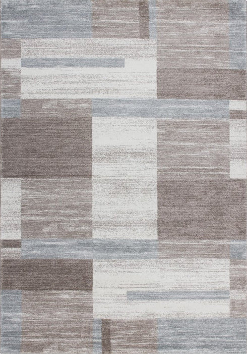 Feeling 501 Pastel Blue Simple Thick Geometric Rug, full view