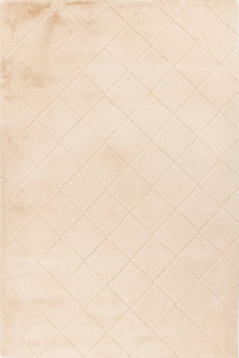 Impulse 600 Beige Very Soft Fluffy Diamond Rug, full view