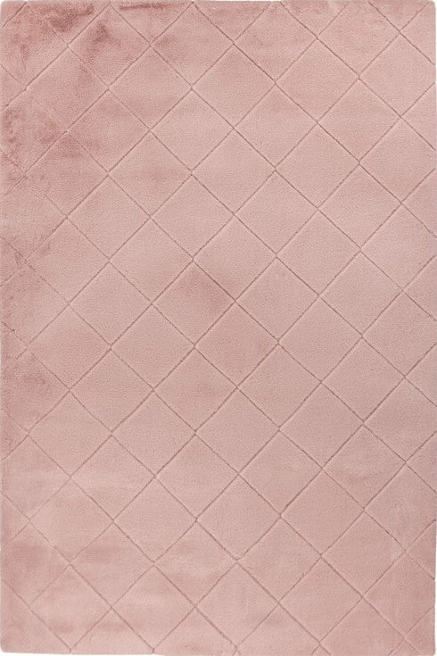 Impulse 600 Powder Pink Very Soft Fluffy Diamond Rug, full view