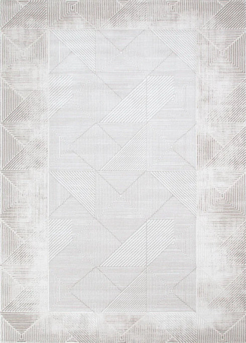 IN STORE ONLY - Lazer 02 - Taupe Grey Geometric Rug, full view