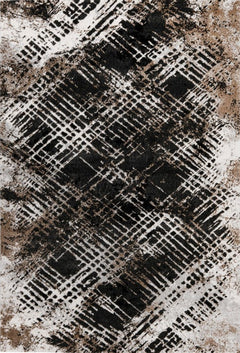 Louvre 503 Platin Abstract Rug with Dark Centre