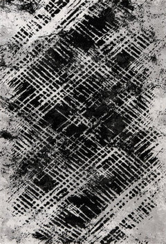 Louvre 503 Silver Abstract Rug with Dark Centre