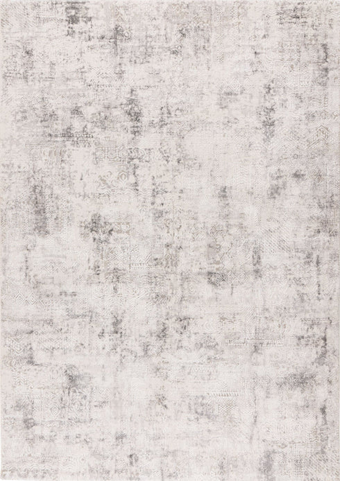 Pierre Cardin Lyon 504 Silver Transitional Rug with Faded Motif, full view