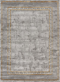 Marmaris 404 Grey rug with Gold Border