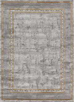 Marmaris 404 Grey rug with Gold Border