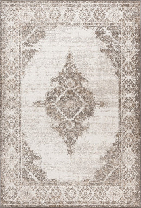 Milas 204 Silver Beige - Beige Brown Traditional Rug, full view