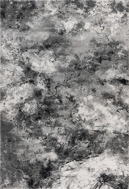 Pierre Cardin Pablo 704 Silver Black Modern Abstract Rug, full view