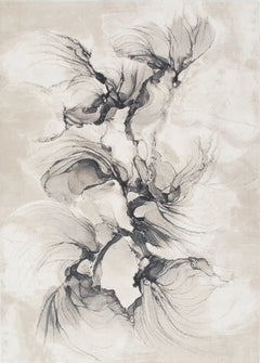 Rue 002 Beige Abstract Floral Rug