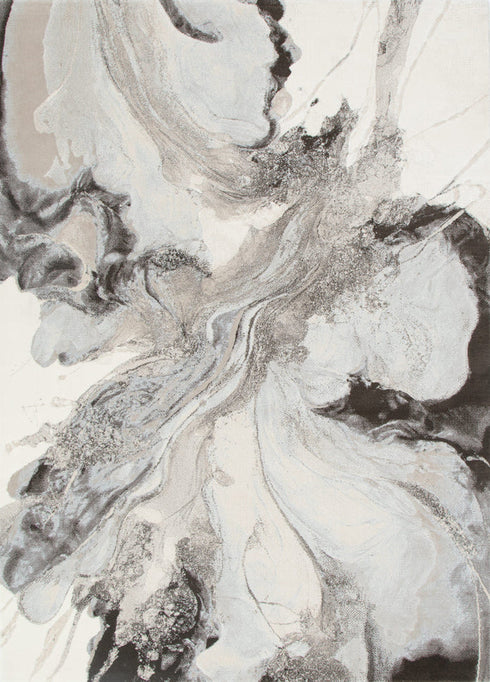 Sena 008 Beige Fluid Art Abstract Rug, full view