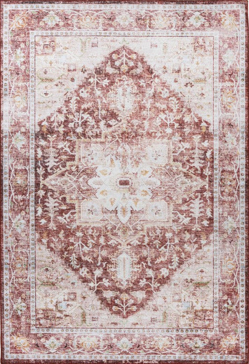 Soho 403 Terra Machine Washable Rug with Medallion, full view
