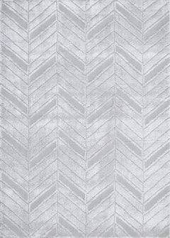Atlanta Chevron Silver Shag Rug