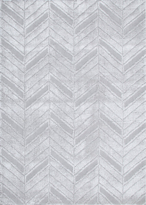 Atlanta Chevron Silver Shag Rug, full view