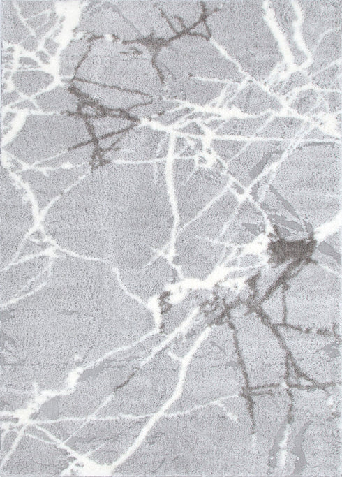 Atlanta Abstract Silver Shag Rug, full view