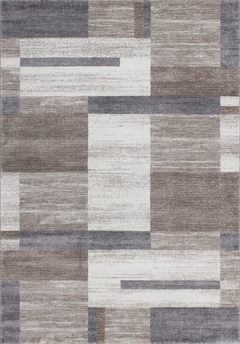 Feeling 501 Beige Silver Simple Thick Checkered Rug