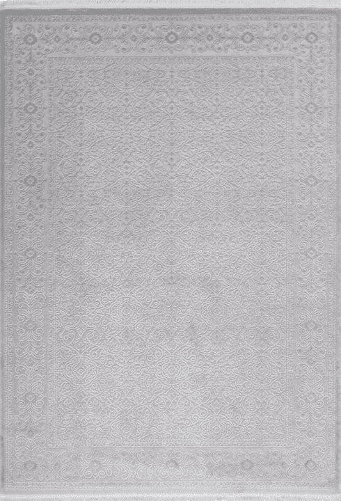 Pierre Cardin Vendome 701 Luxury Silver Rug with Floral Design, full view