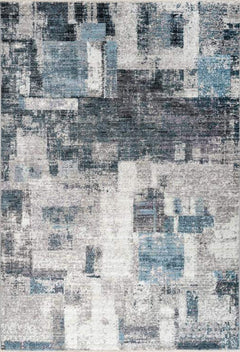 Medellin 407 Silver Blue Rug With Patch Design