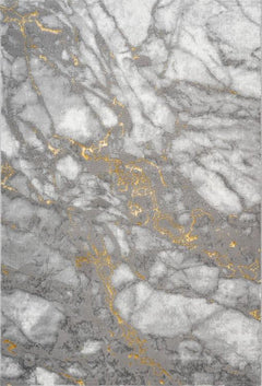 Marmaris 400 Grey and Gold Rug with Marble Design