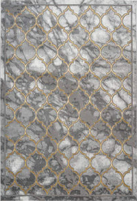 Marmaris 401 Gold and Grey Trellis