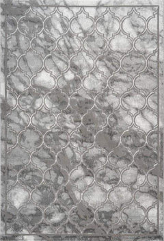 Marmaris 401 Silver Grey Trellis Rug with Moroccan Pattern