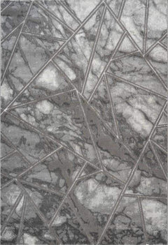 Marmaris 402 Silver Grey Rug with Geometric Pattern