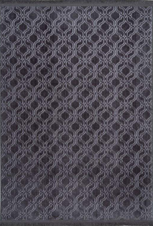 Peri 140 Graphite Soft Machine Washable Rug with Trellis Pattern, full view
