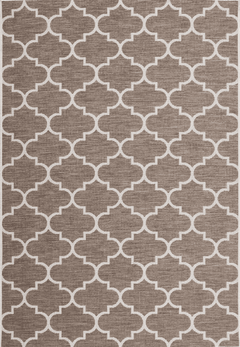 Sunset 604 Outdoor and Kitchen Beige Rug with Moroccan Design