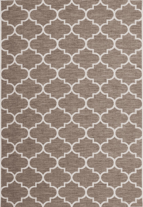 Sunset 604 Outdoor and Kitchen Beige Rug with Moroccan Design, full view