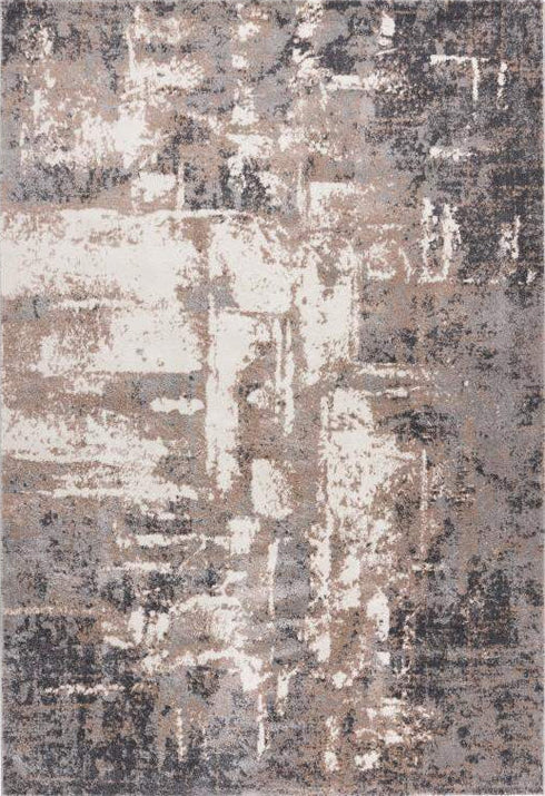 Trendy 401 Beige Silver Contemporary Rug, full view