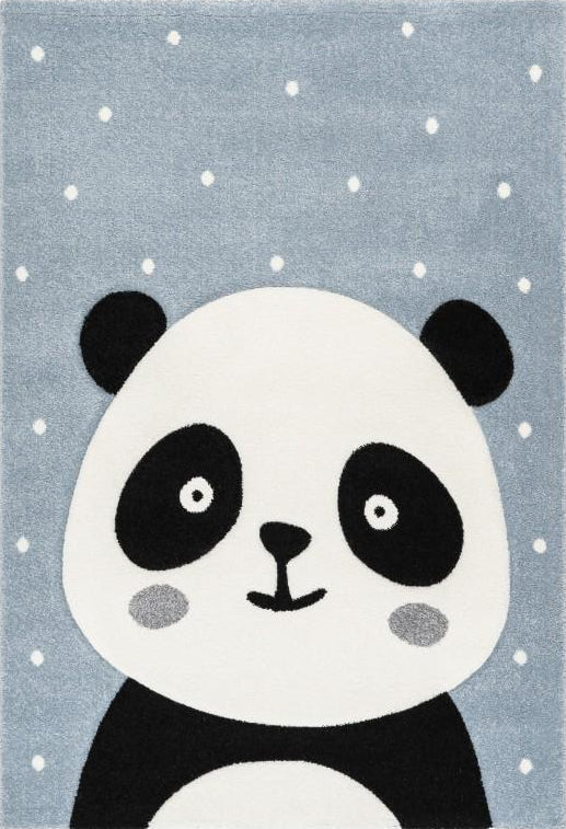 Amigo 322 Blue Kids Rug with Panda Print, full view