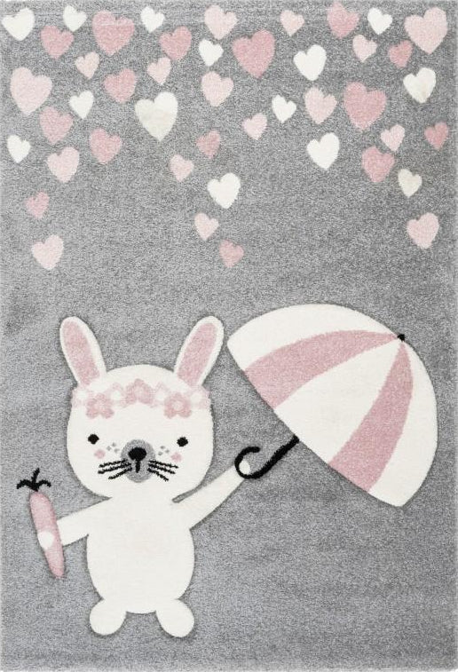 Amigo 326 Pink Rabbit Kids Rug, full view