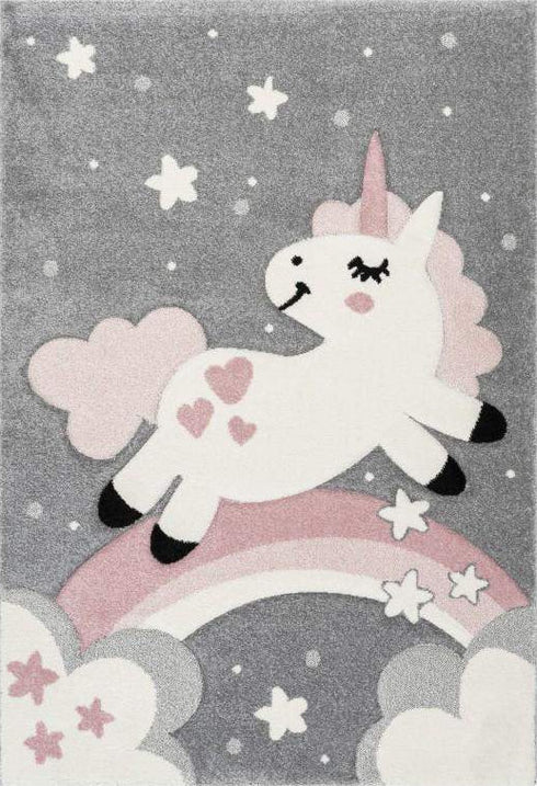 Amigo 327 Pink Unicorn Kids Rug, full view